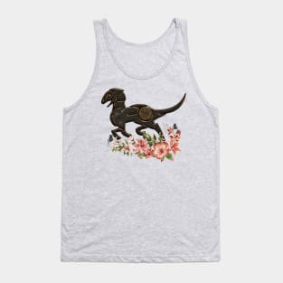 Steampunk creature, gears and flowers Tank Top